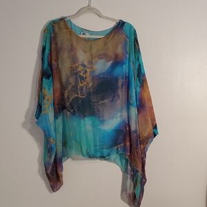 EUC Handmade In Italy Cape Style Battik Top With Built-in Cami